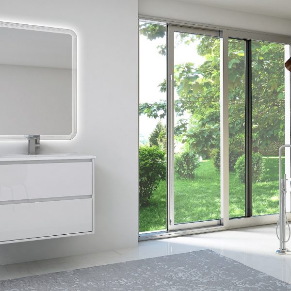 CEZARES - Тумба с раковиной подвесная  GLASS 60 Bianco Lucido