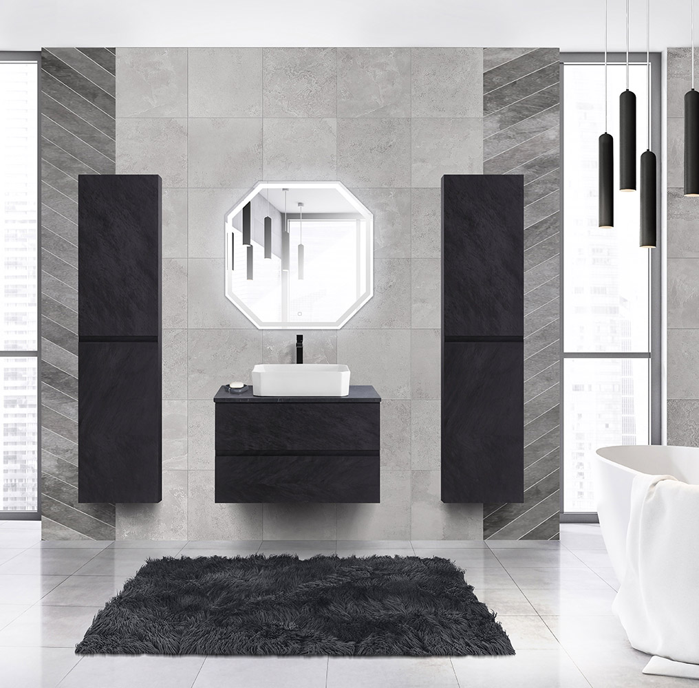 Тумба со столешницей под накладную раковину подвесная CEZARES MOLVENO 46 80 Nero