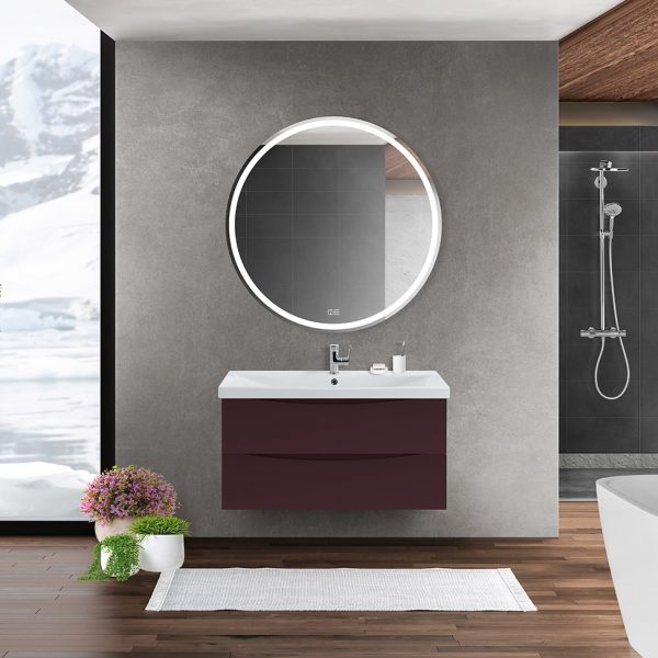 BelBagno - Тумба с раковиной подвесная  MARINO-CER 90 Bordo Lucido, раковина белая