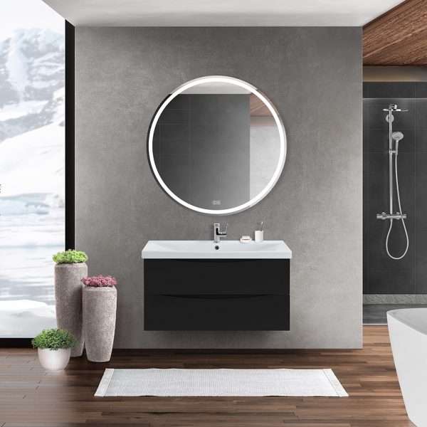 BelBagno - Тумба с раковиной подвесная  MARINO-CER 100 Nero Lucido, раковина белая