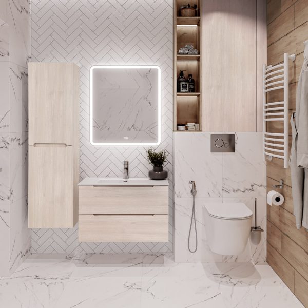 BelBagno - Тумба с раковиной подвесная  ETNA 80 Rovere Grigio, раковина белая