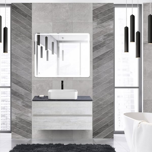 CEZARES - Тумба со столешницей под накладную раковину подвесная  MOLVENO 46 100 Legno Bianco