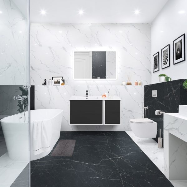 CEZARES - Тумба с раковиной подвесная  BELLAGIO 106 Grafite, левостороняя