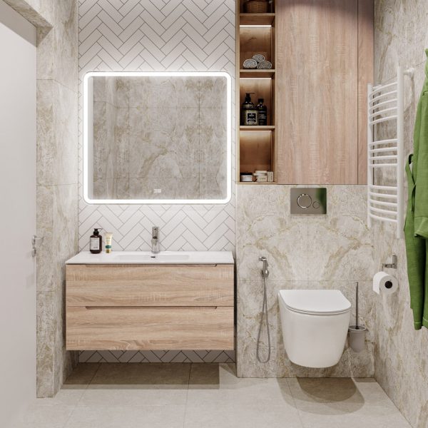 BelBagno - Тумба с раковиной подвесная  ETNA 100 Rovere Bianco, раковина белая