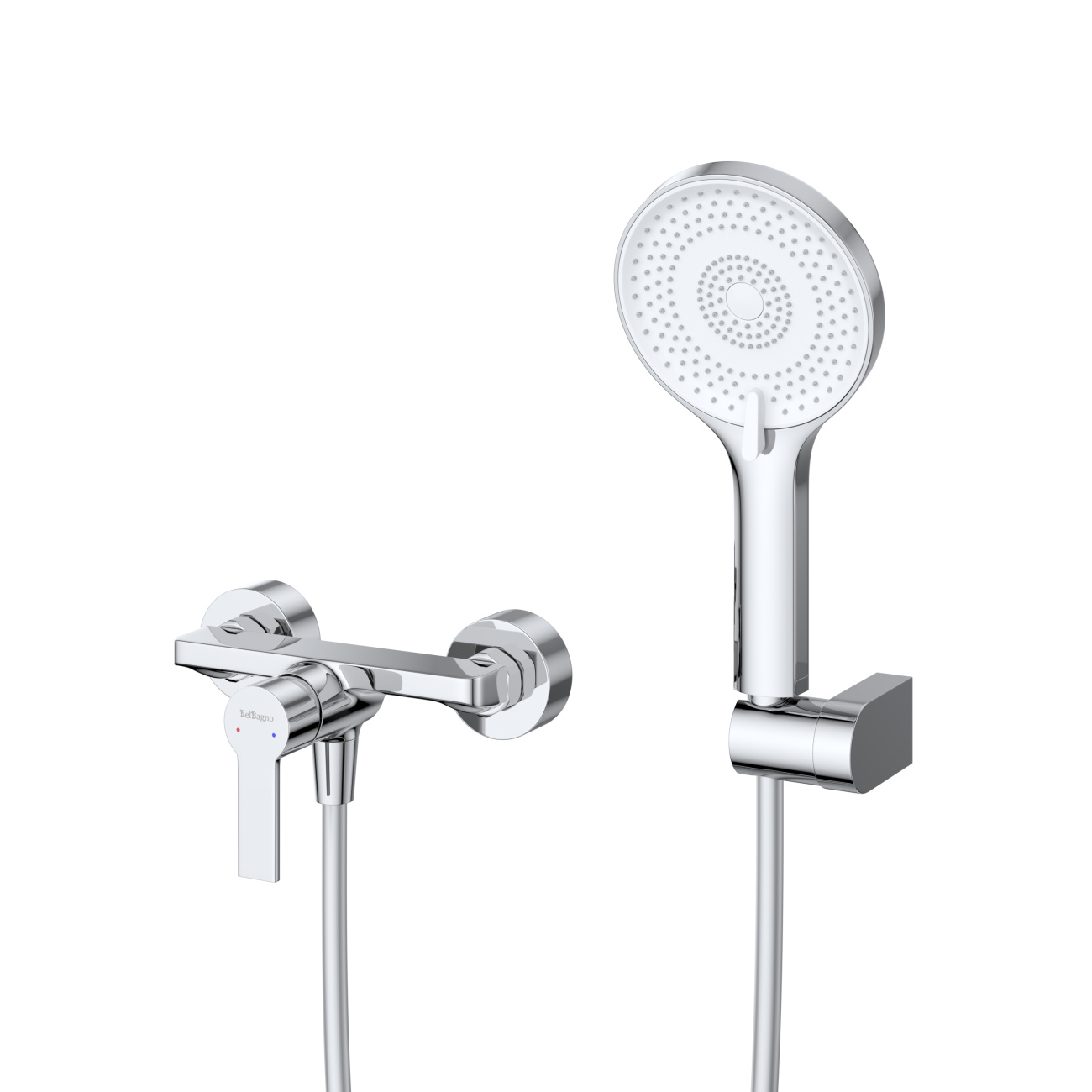 Смеситель для душа в комплекте с ручным душем, шлангом и держателем BelBagno AURORA-ESDM-CRM