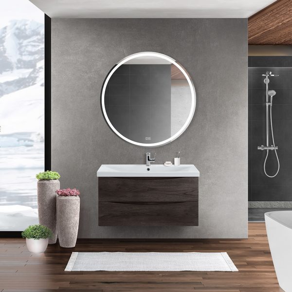 BelBagno - Тумба с раковиной подвесная  MARINO-CER 90 Rovere Nature Grigio, раковина белая