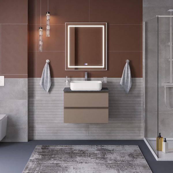 BelBagno - Тумба со столешницей подвесная  KRAFT 70 Бежевый матовый, столешница KEP-70-GRN