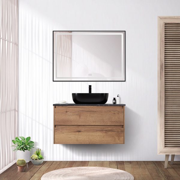 BelBagno - Тумба со столешницей и накладной раковиной подвесная  KRAFT 100 Rovere Tabacco