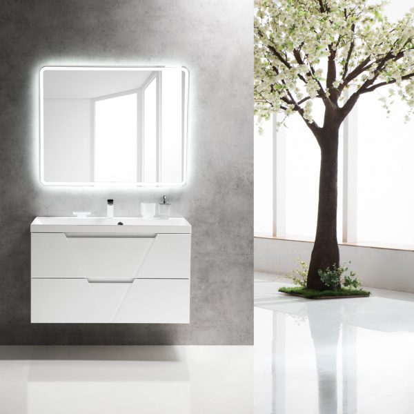 BelBagno - Тумба с раковиной подвесная  VITTORIA 100 Bianco Lucido, раковина белая