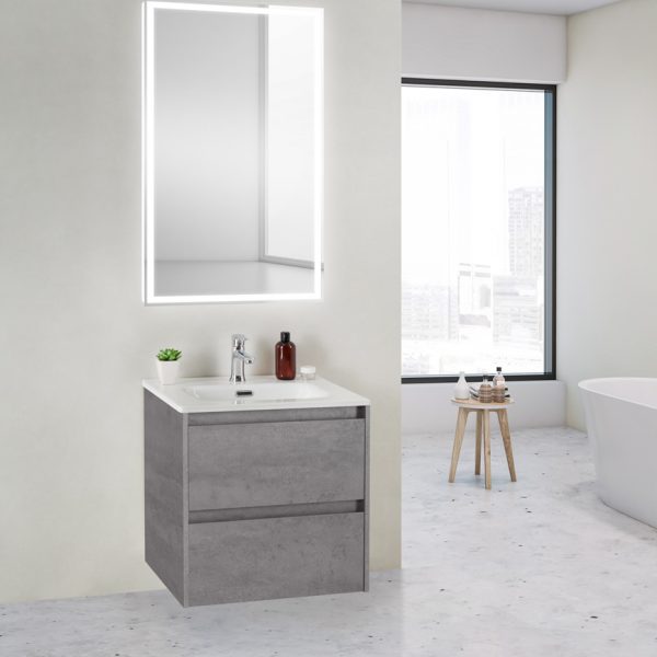 BelBagno - Тумба с раковиной подвесная  KRAFT 39 50 Cemento Grigio, раковина белая