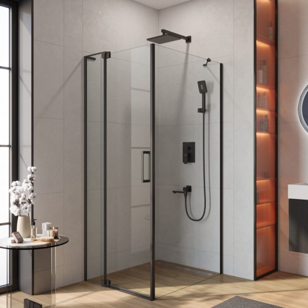 CEZARES - Душевой уголок  SLIDER-AH-1-100-80/90-C-NERO