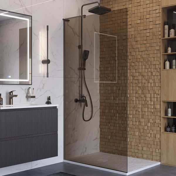 BelBagno - Душевая перегородка  UNO-L-1-TB-100-BR-GM