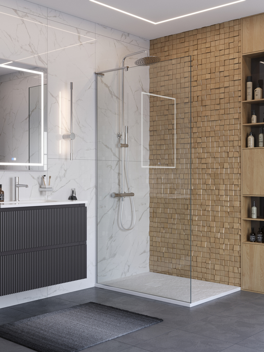 Душевая перегородка BelBagno UNO-L-1-TB-100-C-Cr