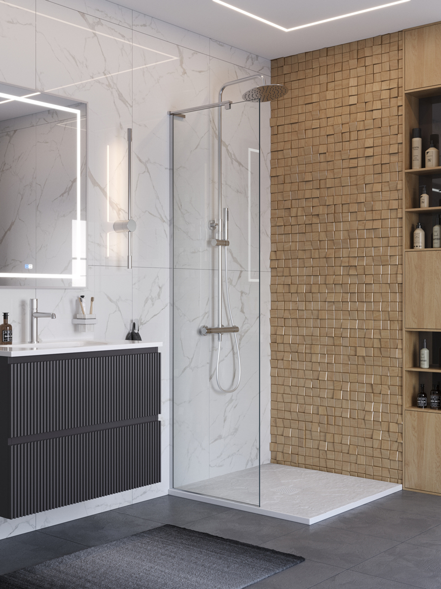 Душевая перегородка BelBagno UNO-L-1-TB-60-C-Cr