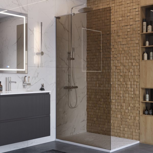 BelBagno - Душевая перегородка  UNO-L-1-TB-100-BR-Cr