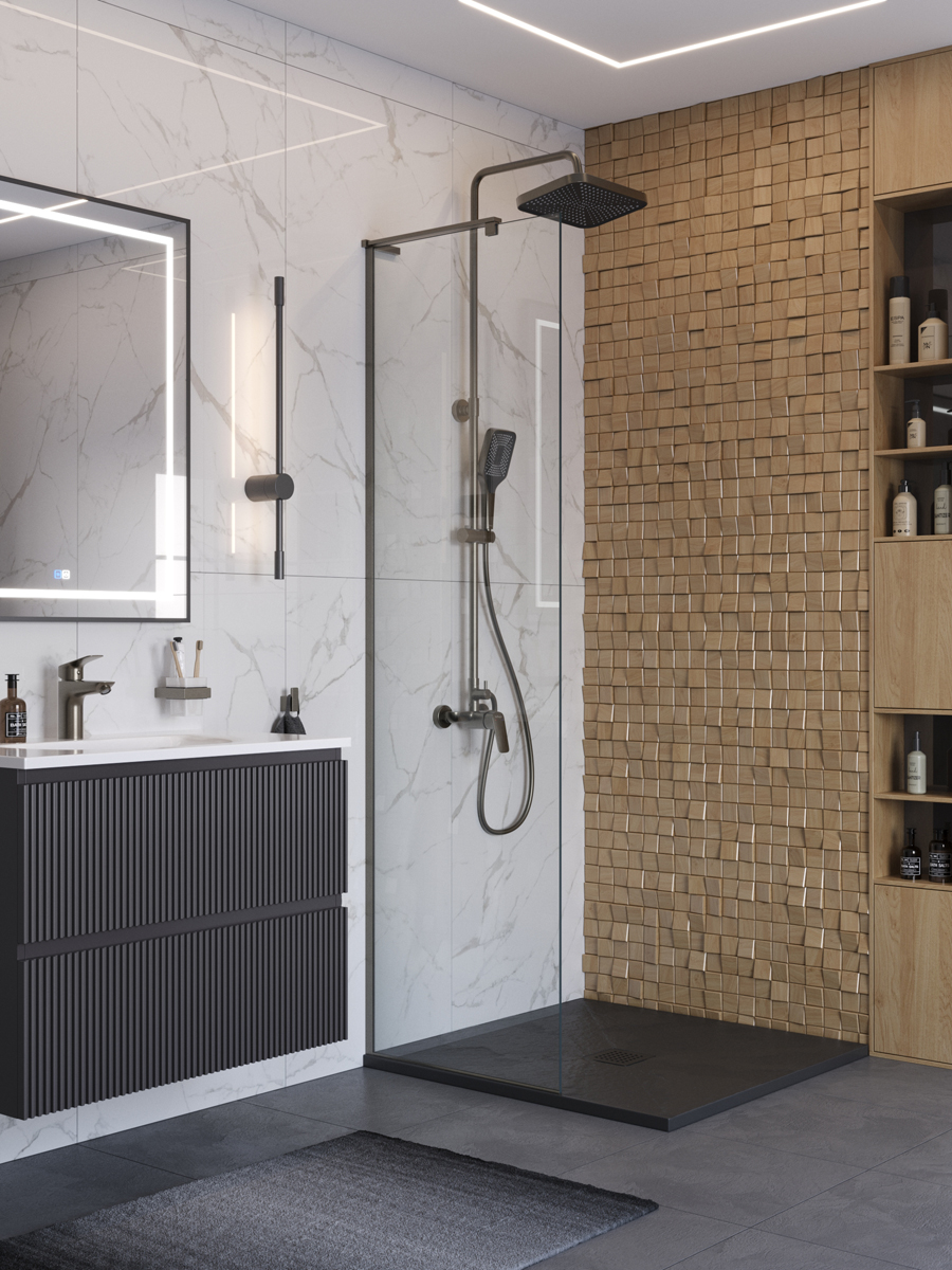 Душевая перегородка BelBagno UNO-L-1-TB-60-C-GM