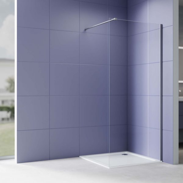 Акватек - Душевая перегородка Walk In 90см, с держателем 1200мм, профиль оружейная сталь, Aquatek AQ.WI.090.1GM, стекло прозрачное, закаленное