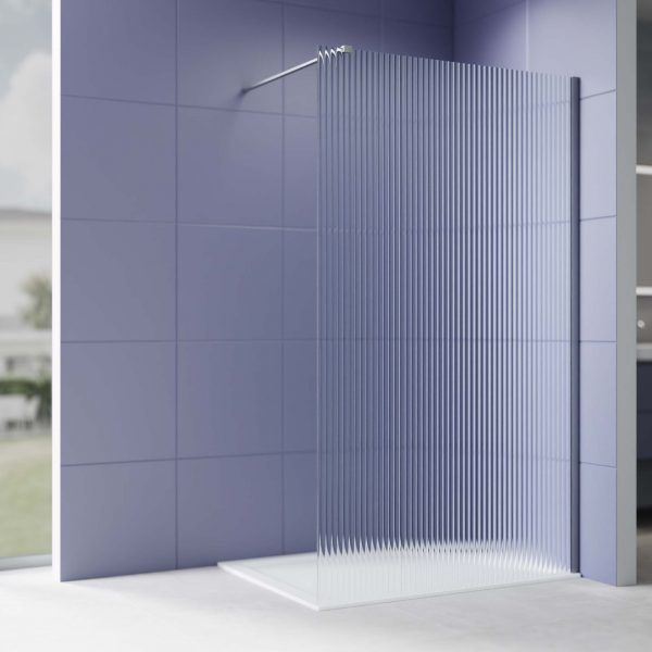 Акватек - Душевая перегородка Walk In 90см, с держателем 1200мм, профиль оружейная сталь, Aquatek AQ.WI.090.2GM, стекло рифленое, закаленное