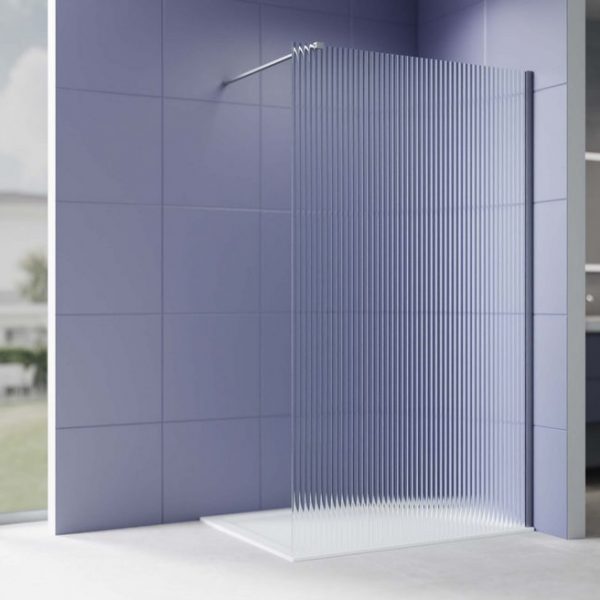 Акватек - Душевая перегородка Walk In 140см, с держателем 1200мм, профиль оружейная сталь, Aquatek AQ.WI.140.2GM, стекло рифленое, закаленное