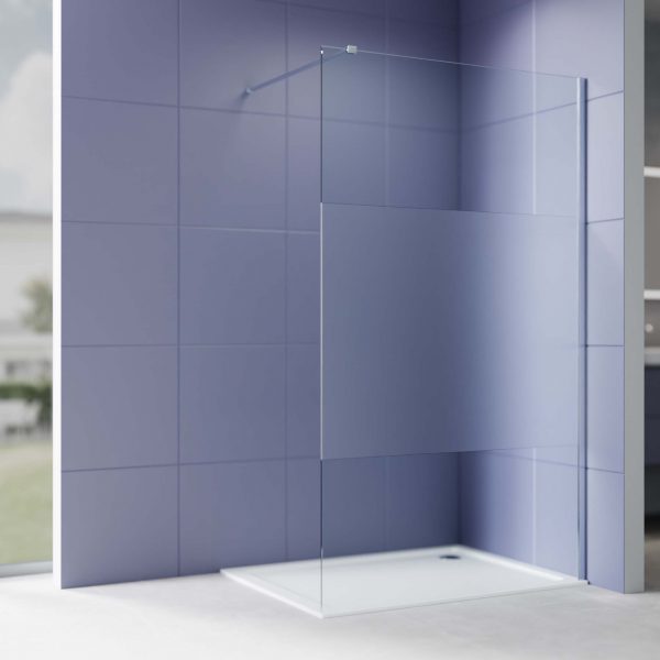 Акватек - Душевая перегородка Walk In 120см,с держателем 1200мм, профиль хром, Aquatek AQ.WI.120.3CH, стекло прозрачное+матовое, закаленное