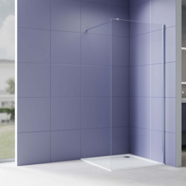 Акватек - Душевая перегородка Walk In 140см,с держателем 1200мм, профиль хром, Aquatek AQ.WI.140.1CH, стекло прозрачное+матовое, закаленное