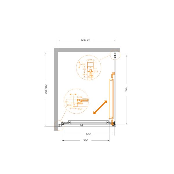 CEZARES - Душевой уголок  LUX-AH-FS-1-70/90-C-CR