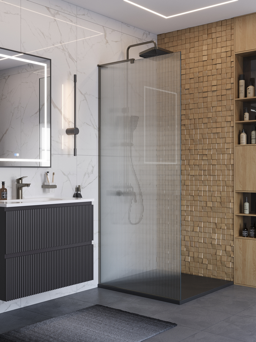 Душевая перегородка BelBagno UNO-L-1-TB-90-FL-GM