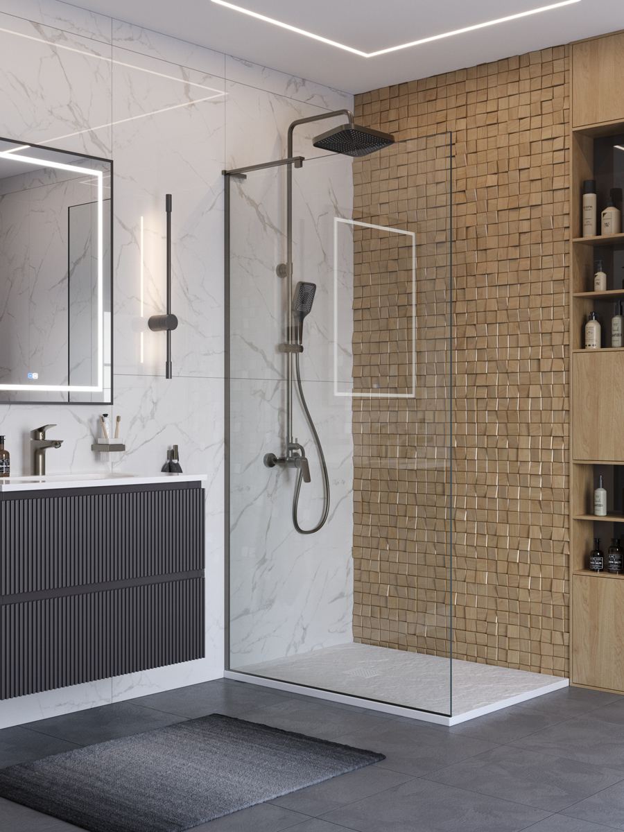 Душевая перегородка BelBagno UNO-L-1-TB-100-C-GM