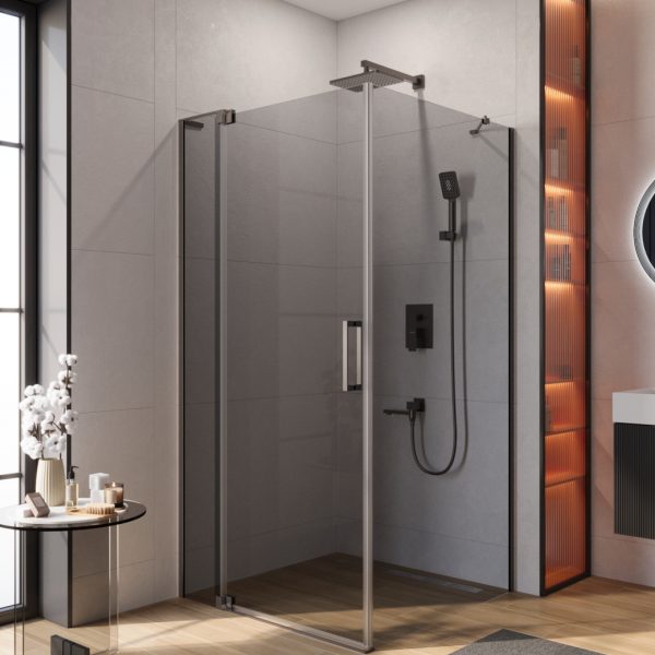 CEZARES - Душевой уголок  SLIDER-AH-1-100-100/110-GRIGIO-GM