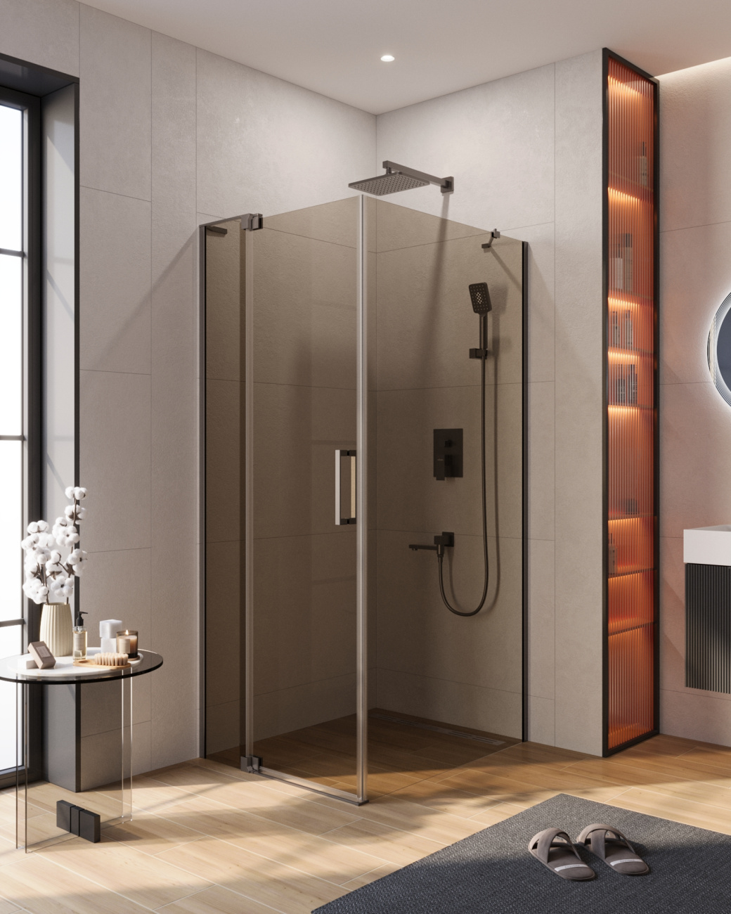 Душевой уголок CEZARES SLIDER-AH-1-90-80/90-BR-GM