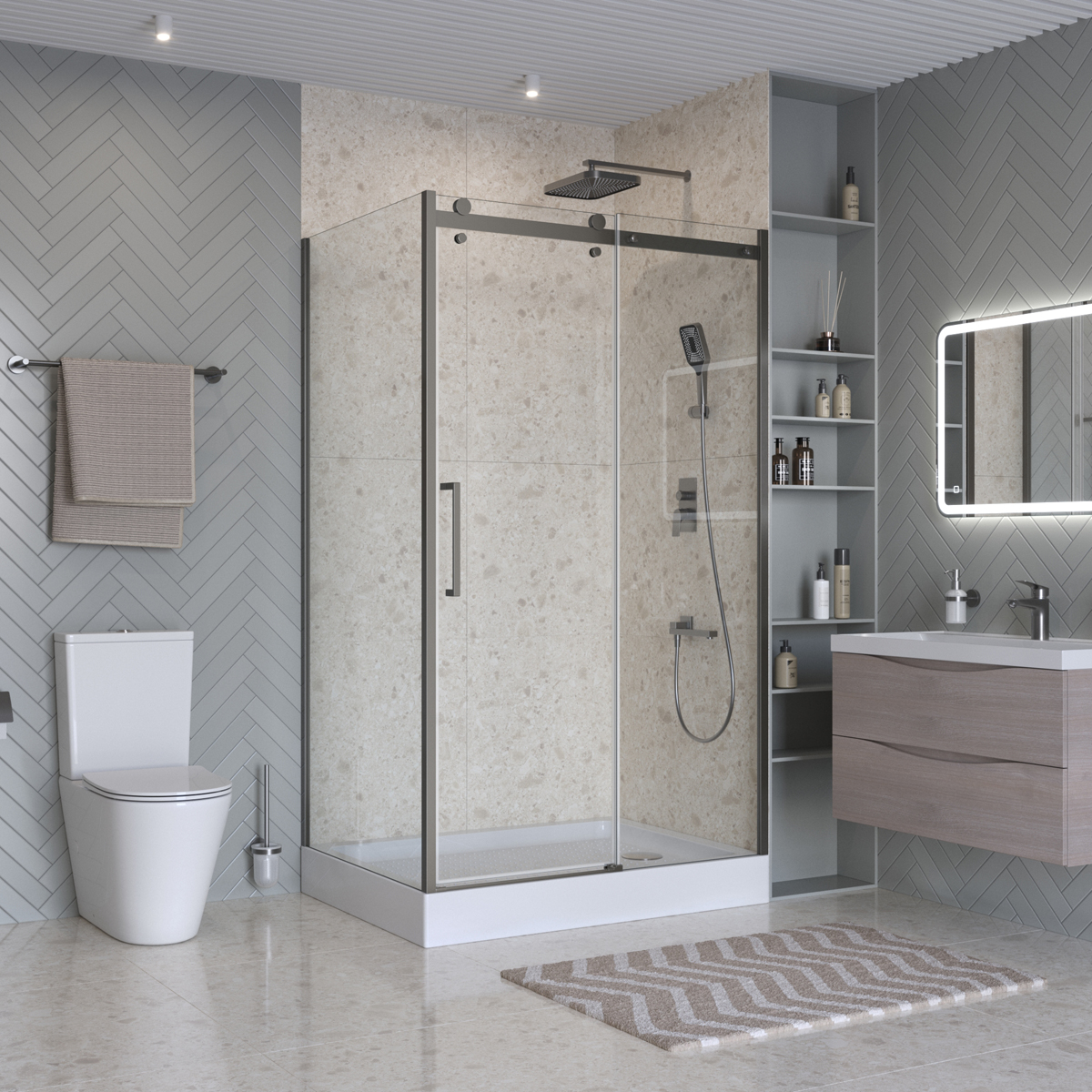 Душевой уголок BelBagno MARINO-2-AH-1-130/100-C-GM