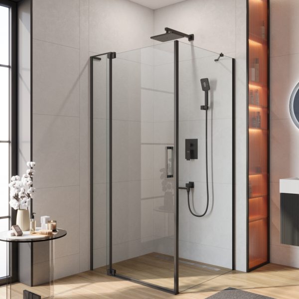 CEZARES - Душевой уголок  SLIDER-AH-1-100-100/110-C-NERO
