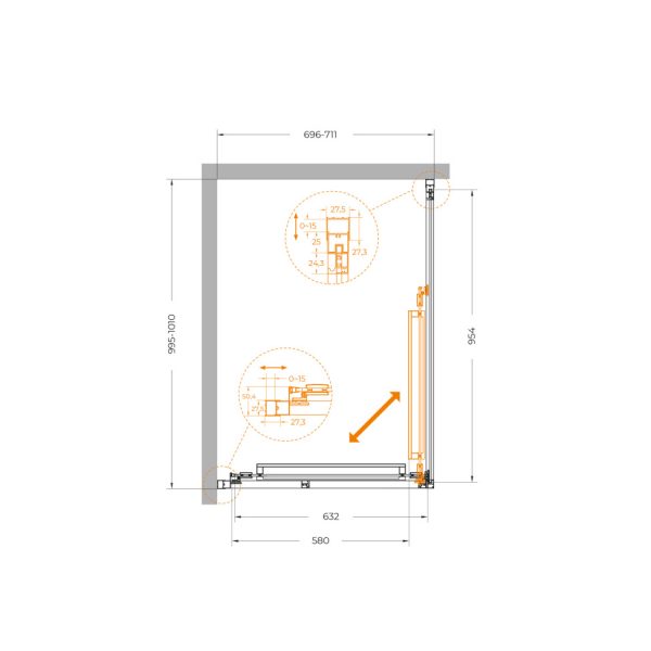 CEZARES - Душевой уголок  LUX-AH-FS-1-70/100-C-CR