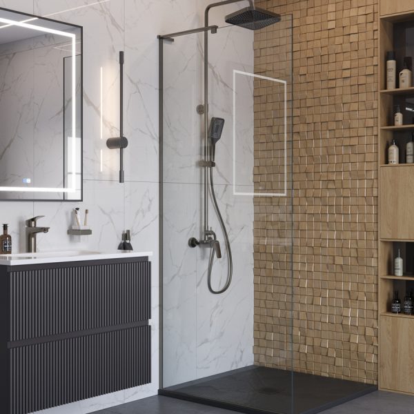 BelBagno - Душевая перегородка  UNO-L-1-TB-80-C-GM