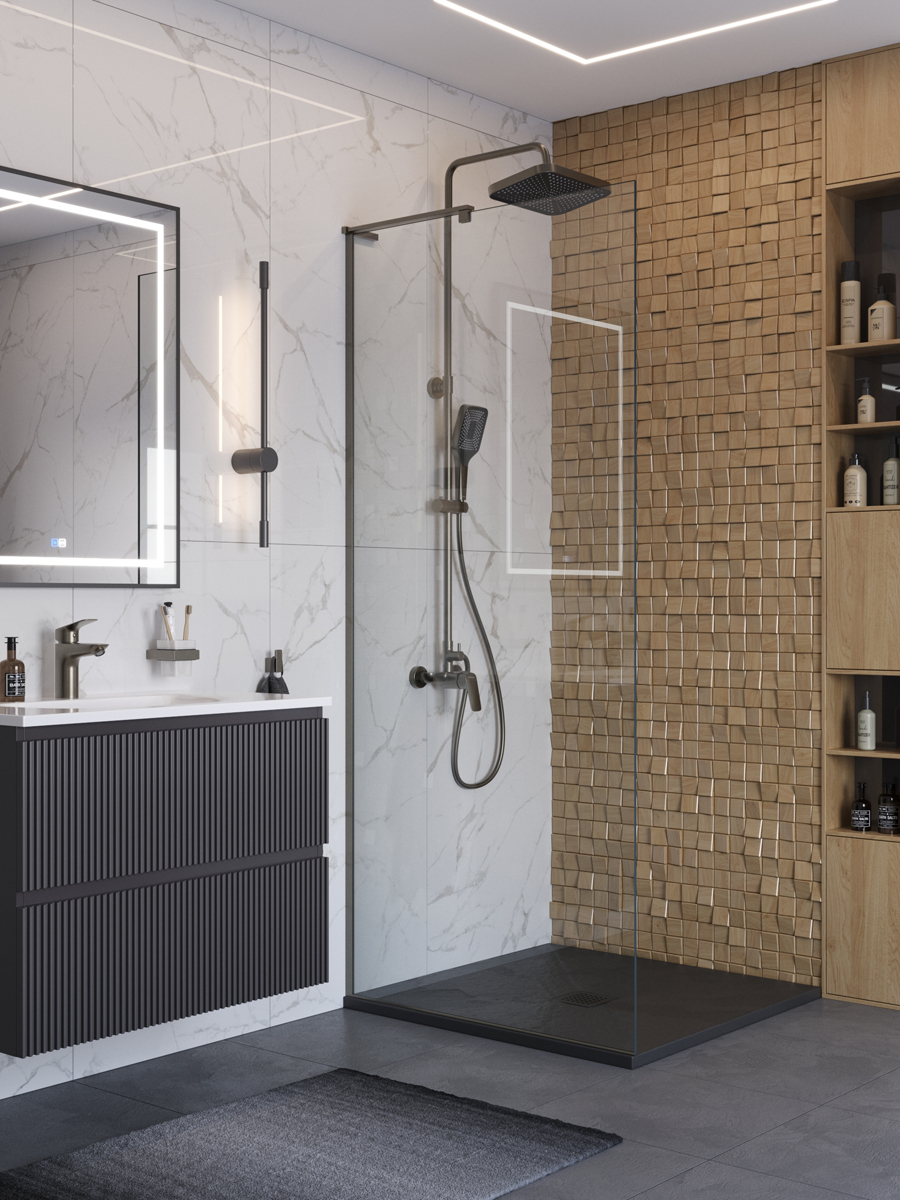 Душевая перегородка BelBagno UNO-L-1-TB-80-C-GM