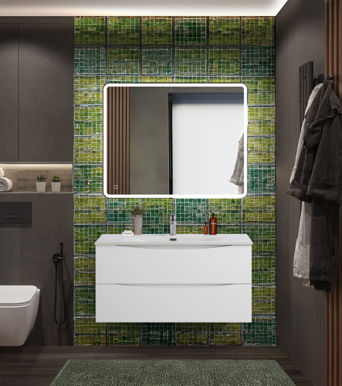 Тумба с раковиной подвесная BelBagno MARINO-CER-N 100 Bianco Lucido, раковина белая