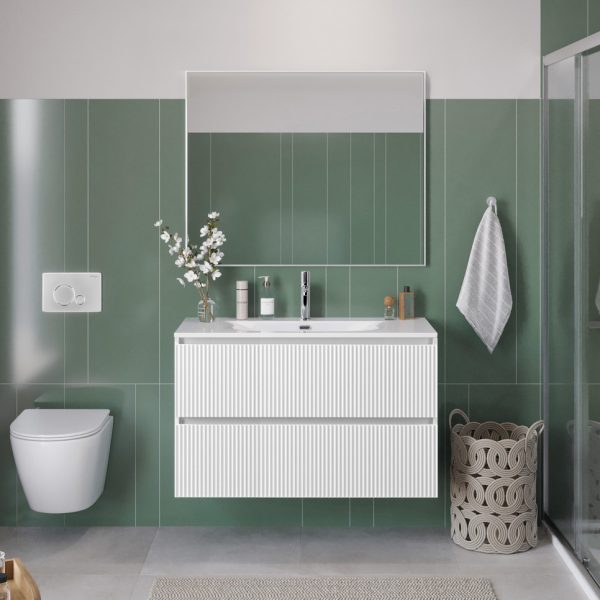 BelBagno - Тумба с раковиной подвесная  UNO-MINI 100 Bianco Opaco, раковина BB-8099-3-100