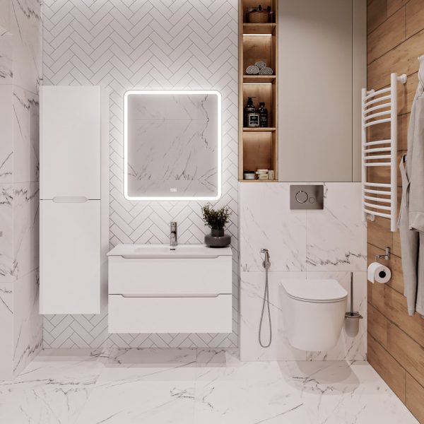 BelBagno - Тумба с раковиной подвесная  ETNA 70 Bianco Lucido, раковина белая