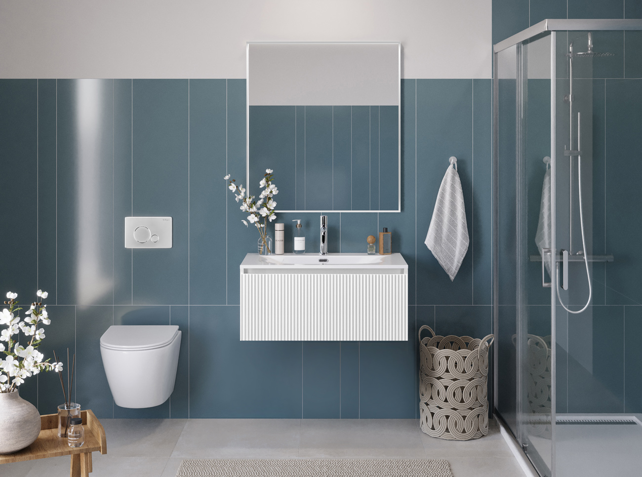 Тумба с раковиной подвесная с одним ящиком BelBagno UNO 80 Bianco Opaco, раковина BB-8099-80