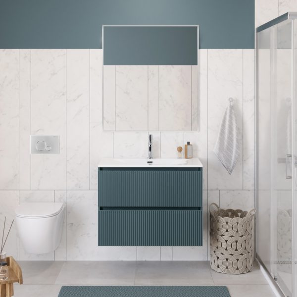 BelBagno - Тумба с раковиной подвесная  UNO-MINI 90 Голубой Матовый, раковина BB-8099-3-90