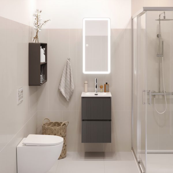 BelBagno - Тумба с раковиной подвесная  UNO-MINI 40 Темно-Серый Матовый, раковина BB-8099-3-40