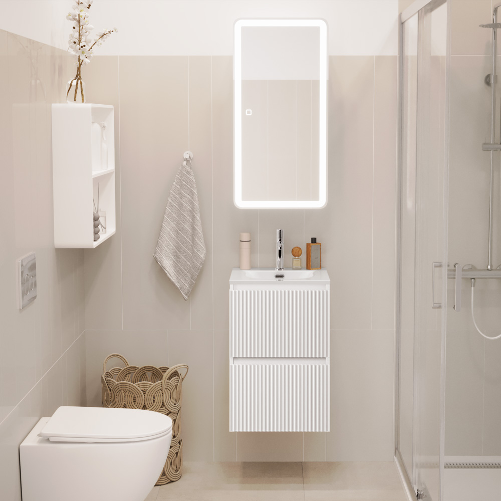 Тумба с раковиной подвесная BelBagno UNO-MINI 40 Bianco Opaco, раковина BB-8099-3-40