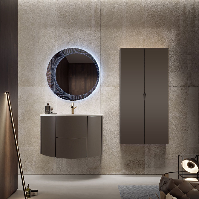 Тумба с раковиной подвесная CEZARES EDEN 91 Grigio talpa opaco, раковина белая