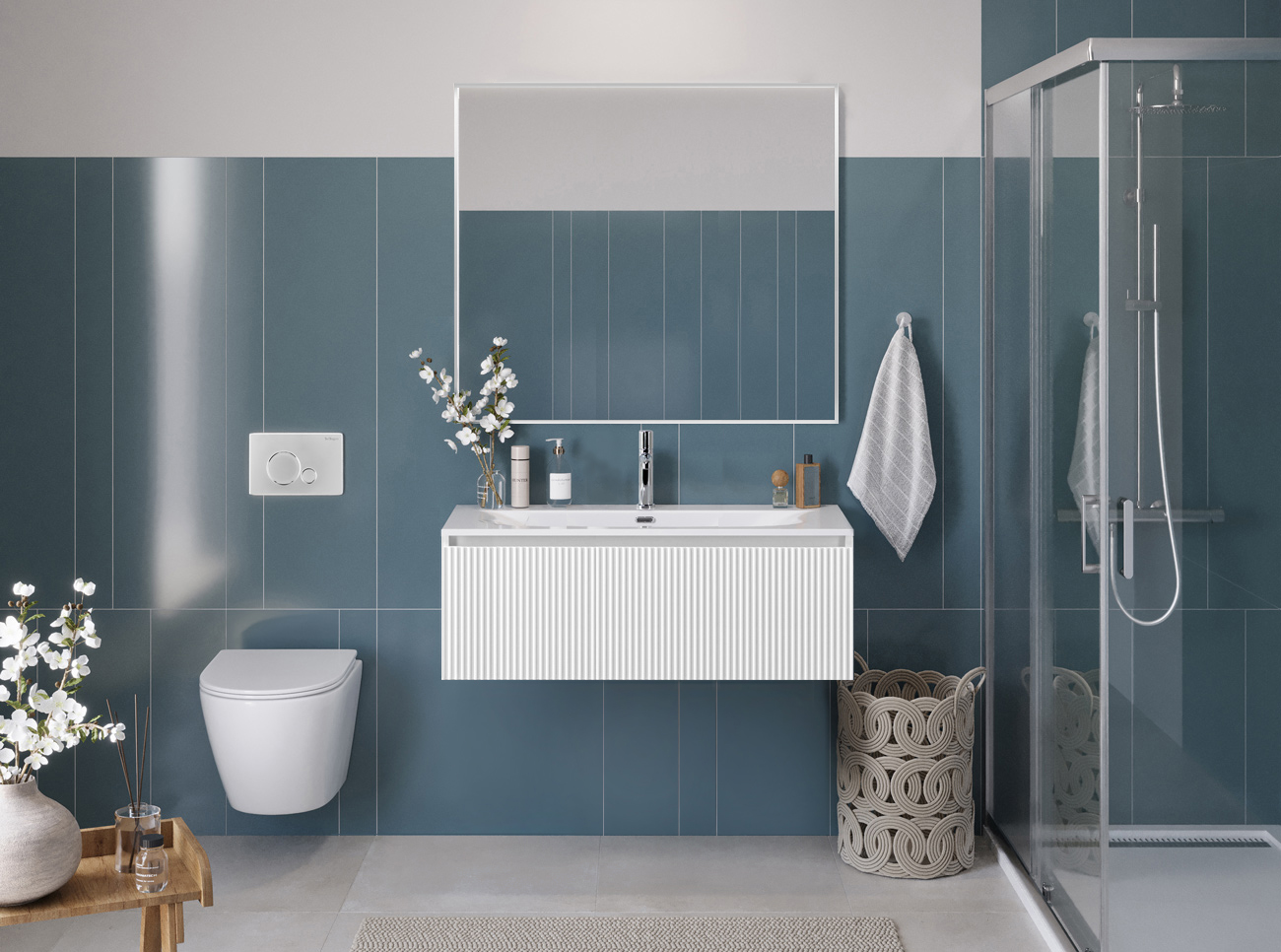 Тумба с раковиной подвесная с одним ящиком BelBagno UNO 100 Bianco Opaco, раковина BB-8099-100