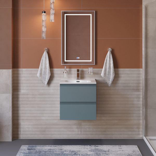 BelBagno - Тумба с раковиной подвесная  KRAFT 39 50 Голубой Матовый, раковина BB500/390ETL