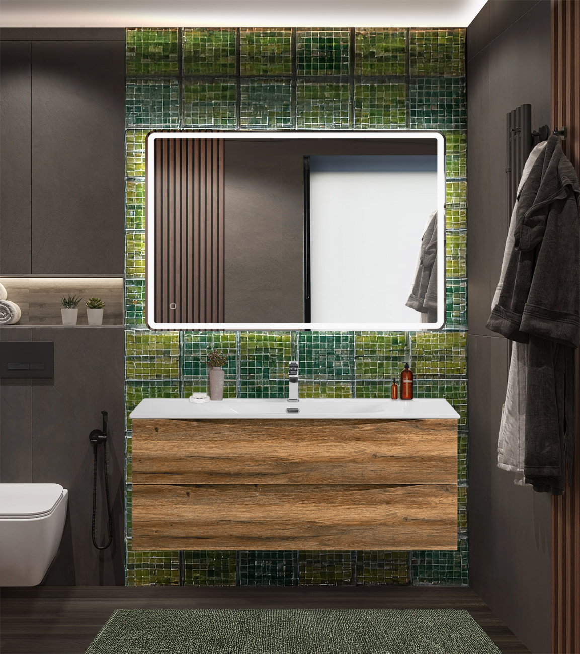 Тумба с раковиной подвесная BelBagno MARINO-CER-N 120 Rovere Rustico, раковина белая