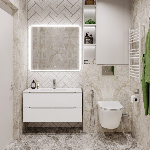 BelBagno - Тумба с раковиной подвесная  ETNA 90 Bianco Opaco, раковина белая