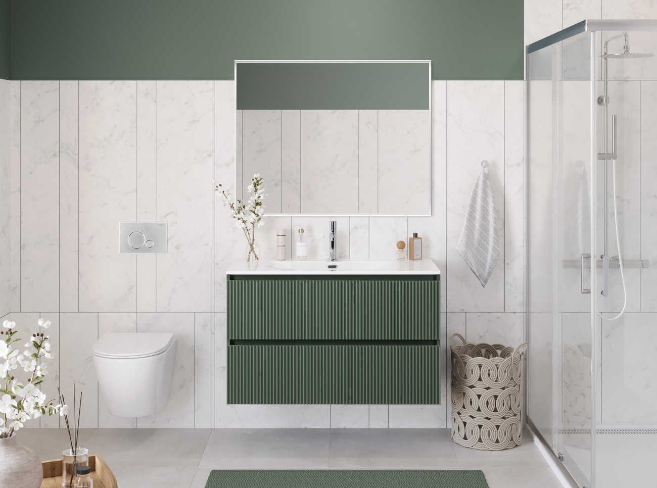 Тумба с раковиной подвесная BelBagno UNO 100 Еловый Матовый, раковина BB-8099-100