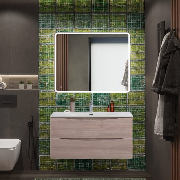 BelBagno - Тумба с раковиной подвесная  MARINO-CER-N 100 Rovere Grigio, раковина белая