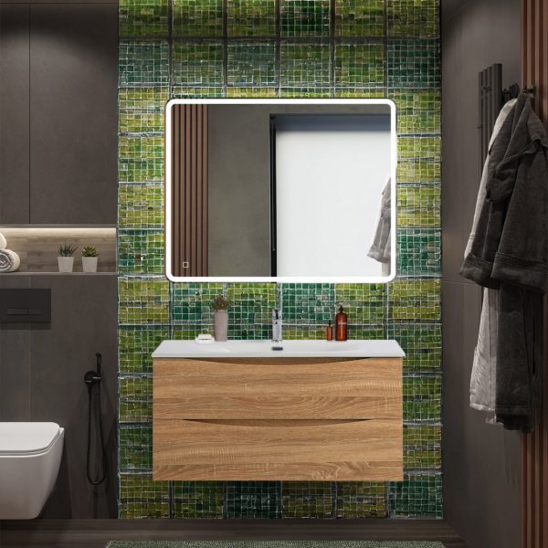 BelBagno - Тумба с раковиной подвесная  MARINO-CER-N 100 Rovere Bianco, раковина белая